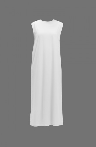 Kolsuz Uzun İçlik Elbise 6041-01 Beyaz