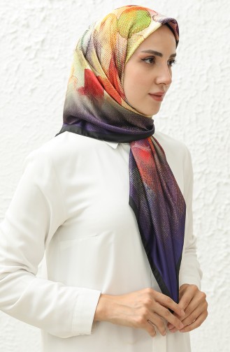 Karaca Desenli Rayon Eşarp 81010-03 Mor Siyah