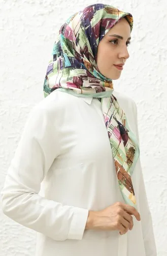 Karaca Desenli Rayon Eşarp 81011-01 Su Yeşili Yeşil