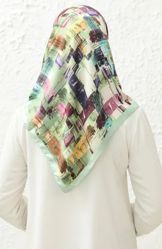 Karaca Desenli Rayon Eşarp 81011-01 Su Yeşili Yeşil