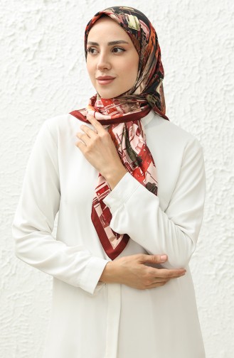 Karaca Patterned Rayon Scarf 81011-02 Claret Red Black 81011-02