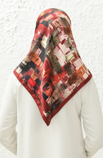 Karaca Patterned Rayon Scarf 81011-02 Claret Red Black 81011-02