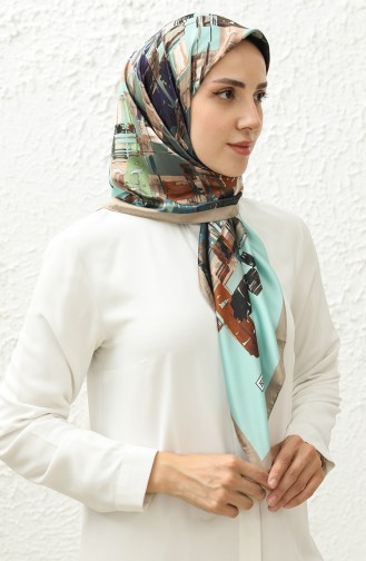 إيشارب رايون منقوش كاراجا  81011-04 أزرق فاتح عسلي   81011-04