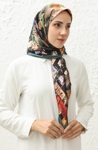 Karaca Patterned Rayon Scarf 81011-06 Petroleum Cream 81011-06