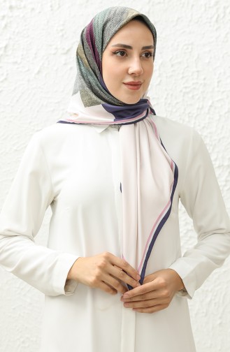 Karaca Patterned Rayon Scarf 81014-02 Purple Cream 81014-02