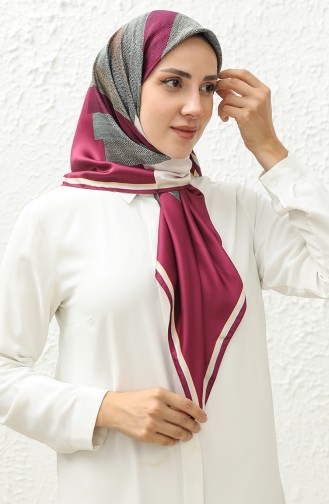 Karaca Gemusterter Rayon-Schal 81014-03 Fuchsia Creme 81014-03