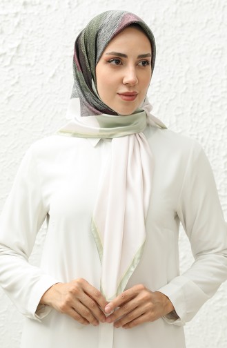 Karaca Desenli Rayon Eşarp 81014-05 Su Yeşili Krem
