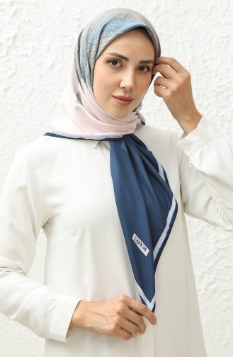 Karaca Patterned Rayon Scarf 81014-06 Dark Blue Powder 81014-06