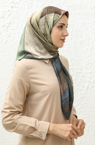 Karaca Patterned Rayon Scarf 81015-09 Dark Green Brown 81015-09