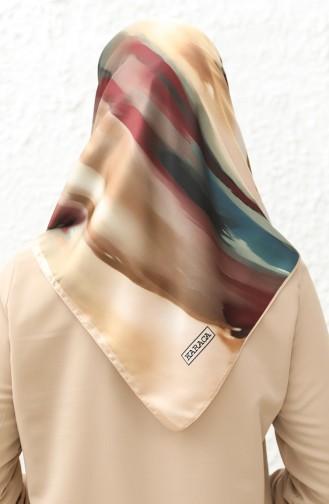 Karaca Patterned Rayon Scarf 81017-09 Burgundy Cream 81017-09