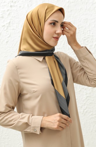 Karaca Plain Rayon Scarf 81018-09 Gold Black 81018-09