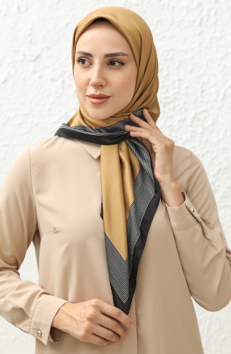 Karaca Plain Rayon Scarf 81018-09 Gold Black 81018-09