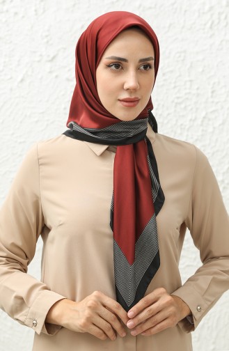 Karaca Plain Rayon Scarf 81018-14 Claret Red Black 81018-14