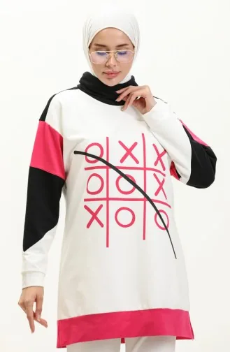 Baskı Detaylı Spor İkili Takım 70084-01 Krem