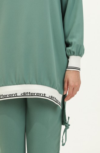 Ribana Detaylı Tunik Pantolon İkili Takım 70021-05 Çağla Yeşili
