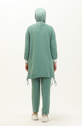 Ribana Detaylı Tunik Pantolon İkili Takım 70021-05 Çağla Yeşili