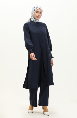 Linen Tunic Trousers Double Suit 4429-05 Navy Blue 4429-05