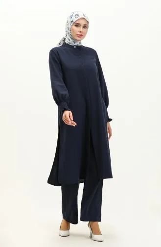 Leinen-Tunika-Hose Doppelanzug 4429-05 Marineblau 4429-05