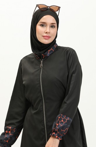 Elif Okur Vollständig Bedeckter Micro-Hijab-Badeanzug Schwarze Wabe 7522 7522