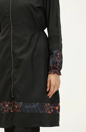 Elif Okur Vollständig Bedeckter Micro-Hijab-Badeanzug Schwarze Wabe 7522 7522