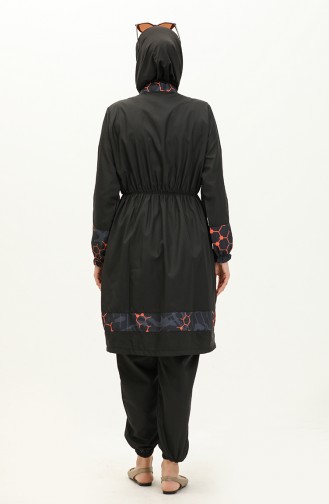 Elif Okur Maillot De Bain Micro Hijab Entièrement Couvert Noir Nid D`abeille 7522 7522