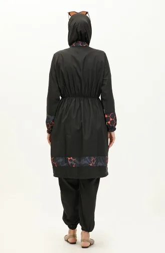 Elif Okur Vollständig Bedeckter Micro-Hijab-Badeanzug Schwarze Wabe 7522 7522