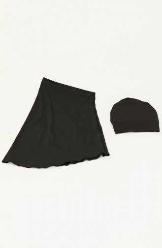 Elif Okur Maillot De Bain Micro Hijab Entièrement Couvert Noir Nid D`abeille 7522 7522