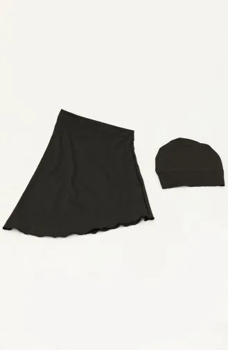 Elif Okur Vollständig Bedeckter Micro-Hijab-Badeanzug Schwarze Wabe 7522 7522