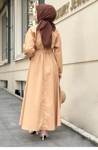 Svt2475 Yakalı Mevlana Elbise-Camel
