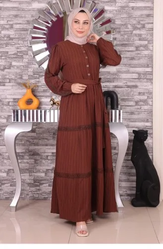 Spitzendetailkleid Braun 19141 14675