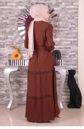 Spitzendetailkleid Braun 19141 14675