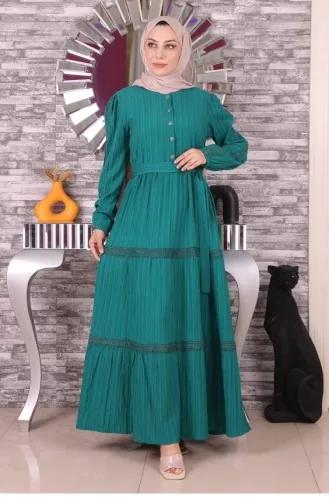 Smaragdgrün Hijab Kleider 14676
