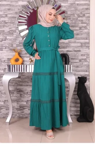 Smaragdgrün Hijab Kleider 14676