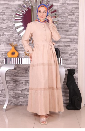 Beige Hijab Dress 14677