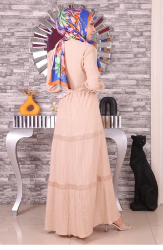 Beige Hijab Dress 14677