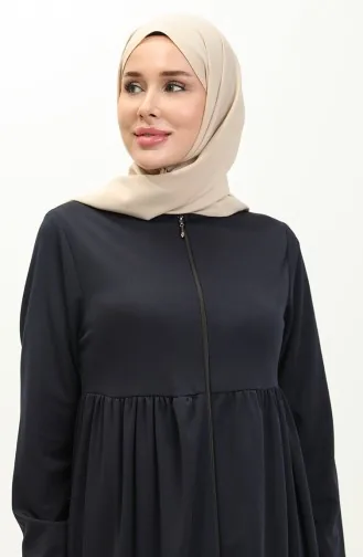 Büzgülü Fermuarlı Ferace 0695-01 Lacivert