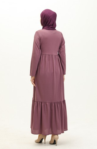 Abaya Froncee A Fermeture 0695-04 Lilas Foncé 0695-04