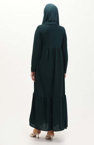 Abaya Froncee A Fermeture 0695-06 Vert Emeraude 0695-06