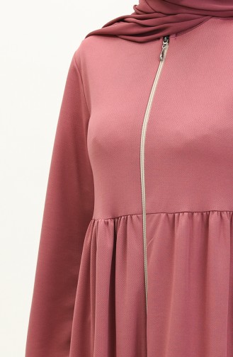 Abaya A Fermeture Et Fronces 0695-08 Rose Poudré 0695-08