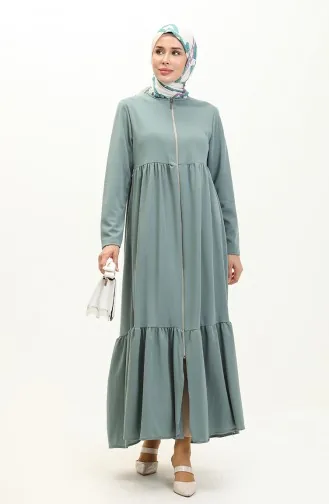 Geraffte Abaya Mit Reißverschluss 0695-09 Mintgrün 0695-09
