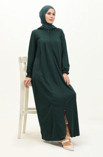 Abaya à Fermeture 0702-01 Vert Emeraude 0702-01