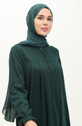 Yoke Zippered Abaya 0702-01 Emerald Green 0702-01