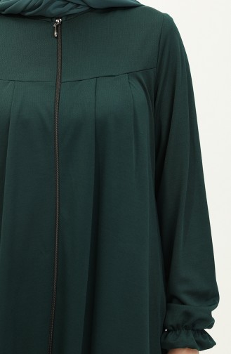 Yoke Zippered Abaya 0702-01 Emerald Green 0702-01