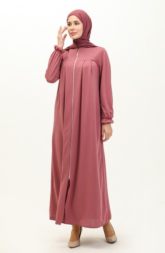 Yoke Zippered Abaya 0702-02 Dried Rose 0702-02