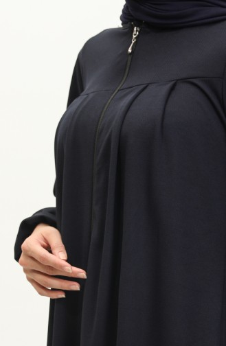 Abaya à Fermeture 0702-03 Bleu Marine 0702-03