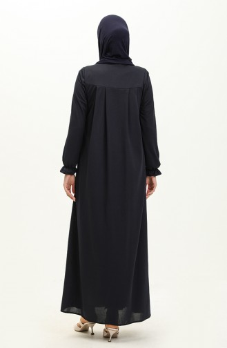 Yoke Zippered Abaya 0702-03 Dark Blue 0702-03