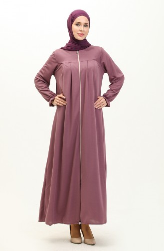 Abaya à Fermeture 0702-04 Lila Foncé 0702-04