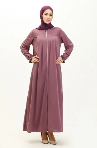 Yoke Zippered Abaya 0702-04 Dark Lilac 0702-04