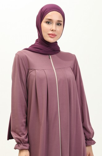 Abaya à Fermeture 0702-04 Lila Foncé 0702-04