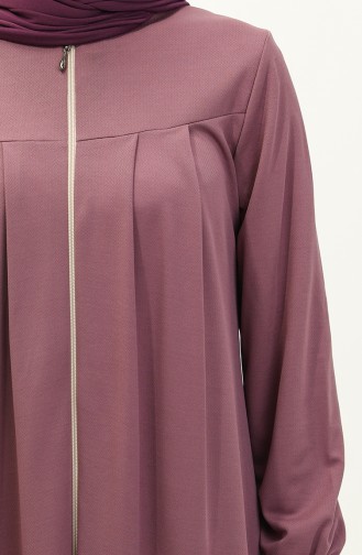 Yoke  Zippered Abaya 0702-04 Dark Lilac 0702-04